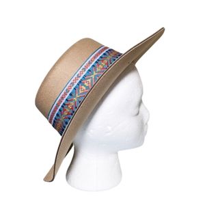 NORDSTROM Southwestern Festival Tan Felt Fedora w/ Aztec band